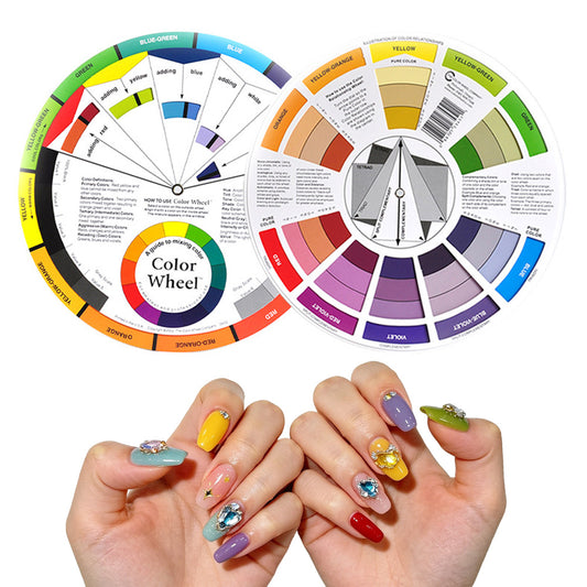 2Pcs Rotating Mixing Guide Color Wheel for Nail Art and Painting