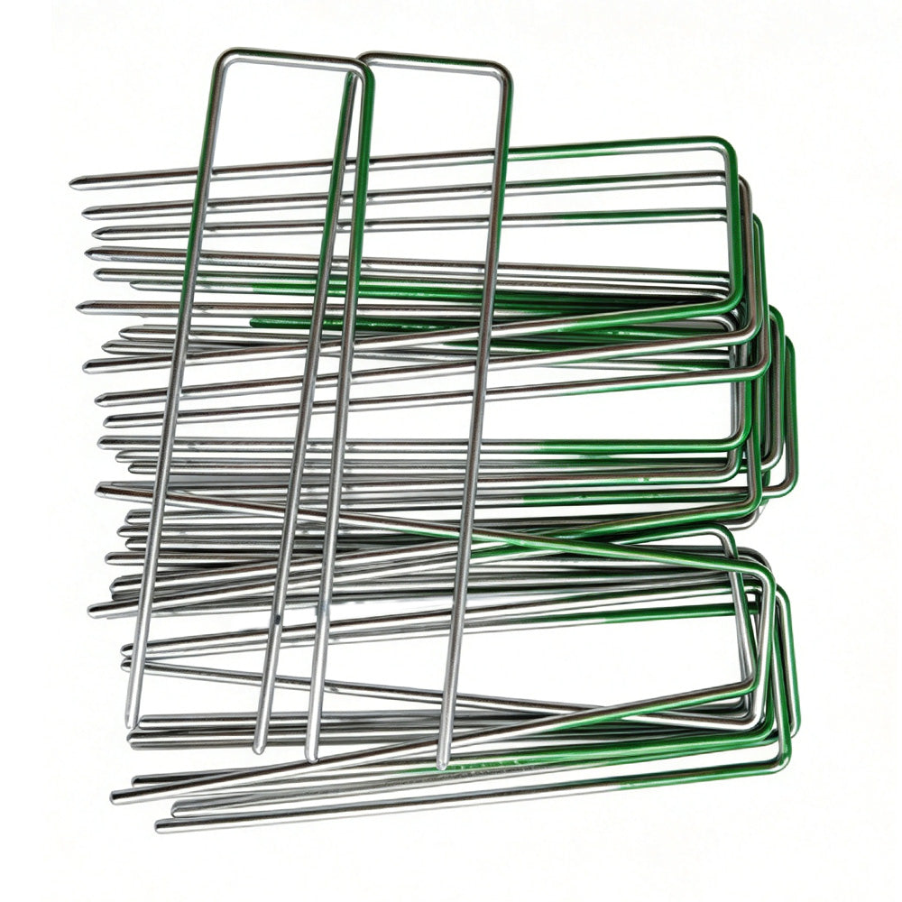100 Pack 15cm Galvanized U Shaped Garden Landscape Staples