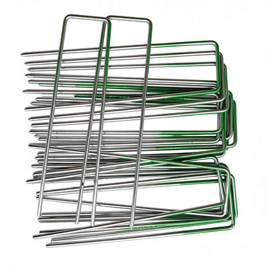100 Pack 15cm Galvanized U Shaped Garden Landscape Staples
