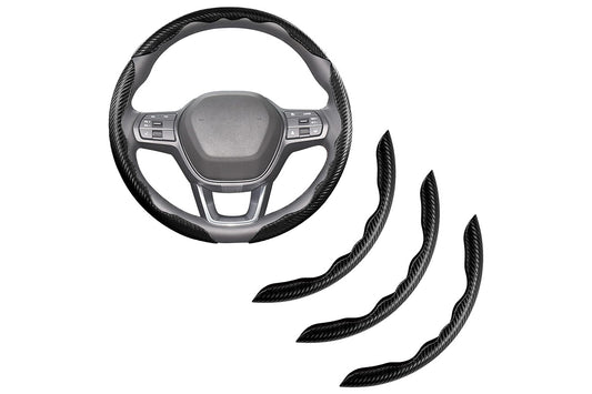 3 Piece Carbon Fiber Steering Wheel Cover Non-Slip Grip Protector