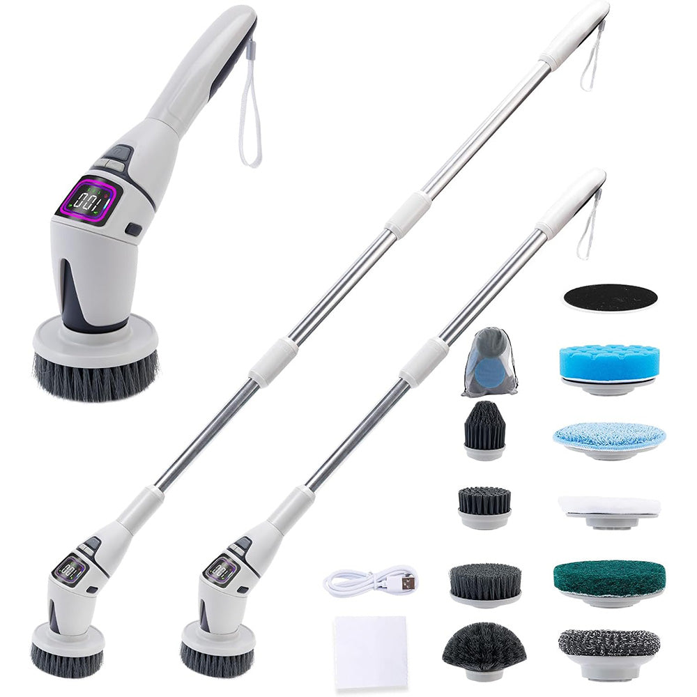Electric Spin Scrubber with 10 Brush Heads 3 Speeds Cordless Cleaning Brush for Home Office
