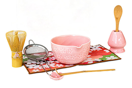8PCS Matcha Whisk Set Spring Cherry Blossoms Matcha Bowl With Spout
