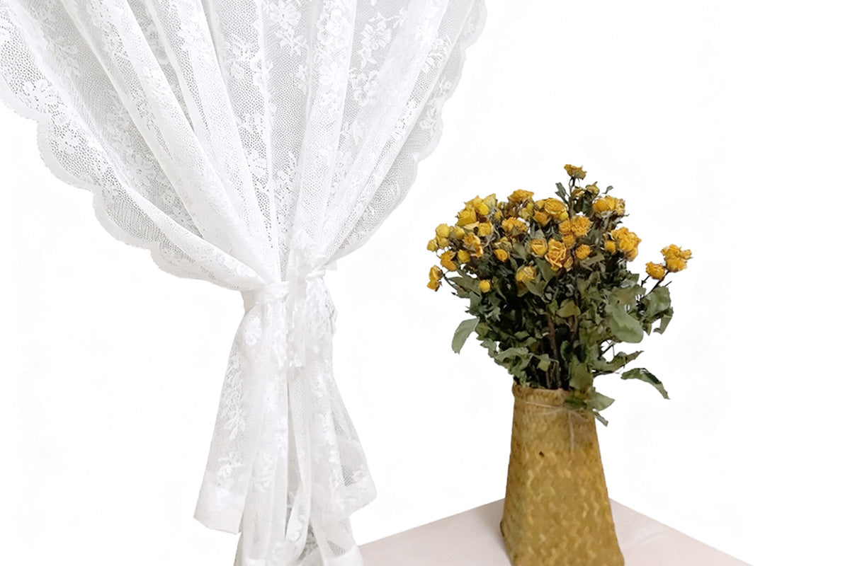 Vintage Lace Sheer Curtains Flowers And Branch Voile Curtains For Living Room Garden