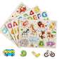 4 Sets Wooden Peg Puzzle for Girls Boys with Alphabet Number Animal Dinosaur Vehicle