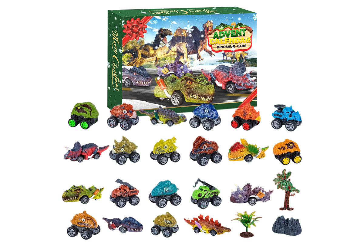 2025 Dinosaur Cars Advent Calendar Christmas Countdown Blind Box Pull Back Car Toy Set