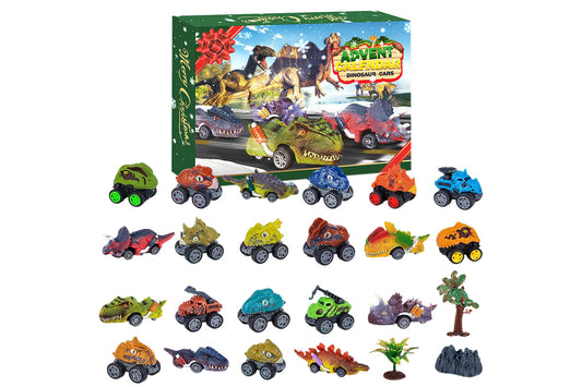 2025 Dinosaur Cars Advent Calendar Christmas Countdown Blind Box Pull Back Car Toy Set