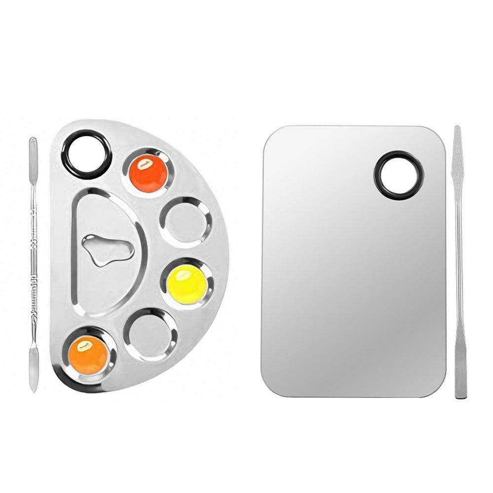 Stainless Steel Makeup Mixing Palette Set with Spatulas