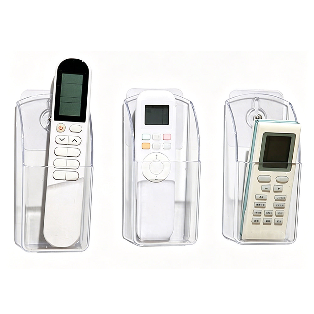 3 Pack Clear Remote Control Holder Wall Mount Organizer for TV AC Phone Glasses