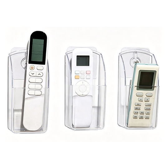 3 Pack Clear Remote Control Holder Wall Mount Organizer for TV AC Phone Glasses