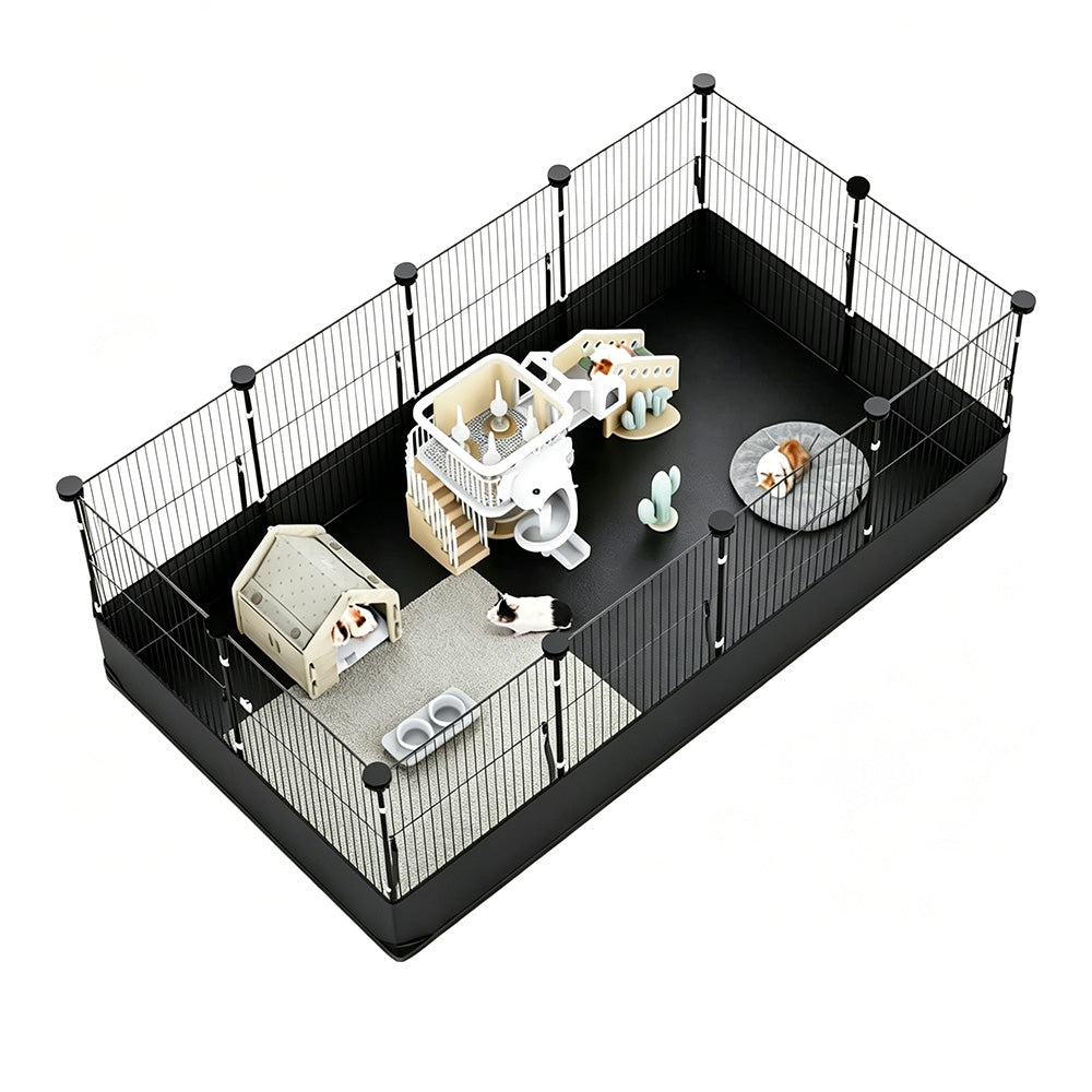 Foldable Pet Playpen with Mat Indoor Outdoor Dog Fence for Puppy and Rabbit