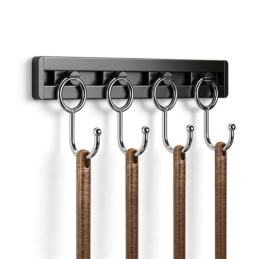 Stainless Steel Wall Mounted Kitchen Hooks Rack No Drill Utensil Organizer