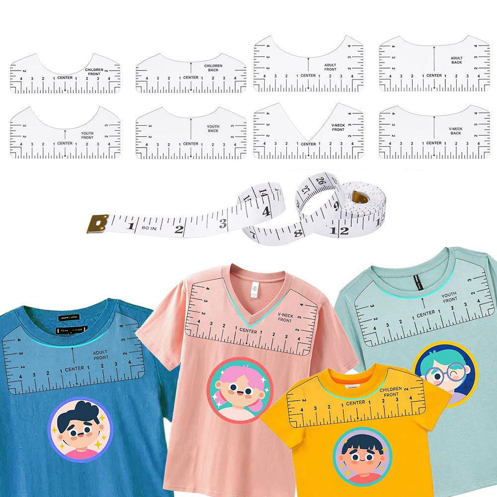 9Pcs T Shirt Alignment Ruler Guide for Heat Press Printing