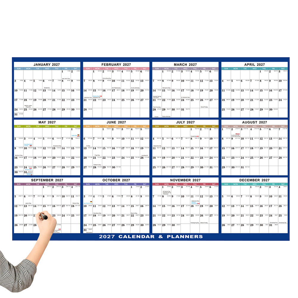 2027 Double Sided Dry Erase Wall Planner Calendar 88 x 59cm