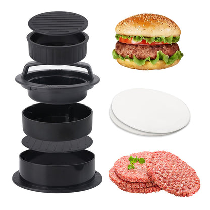 3 in 1 Non-Stick Hamburger Press Patty Maker With 100Pcs Hamburger Patty Paper