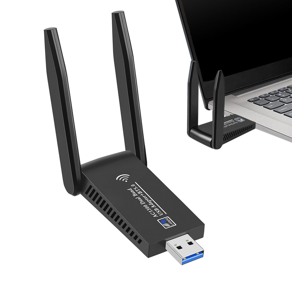 5.0 Wireless WiFi Adapter 1300Mbps Bluetooth Dual Band USB 3.0 for PC and Mac