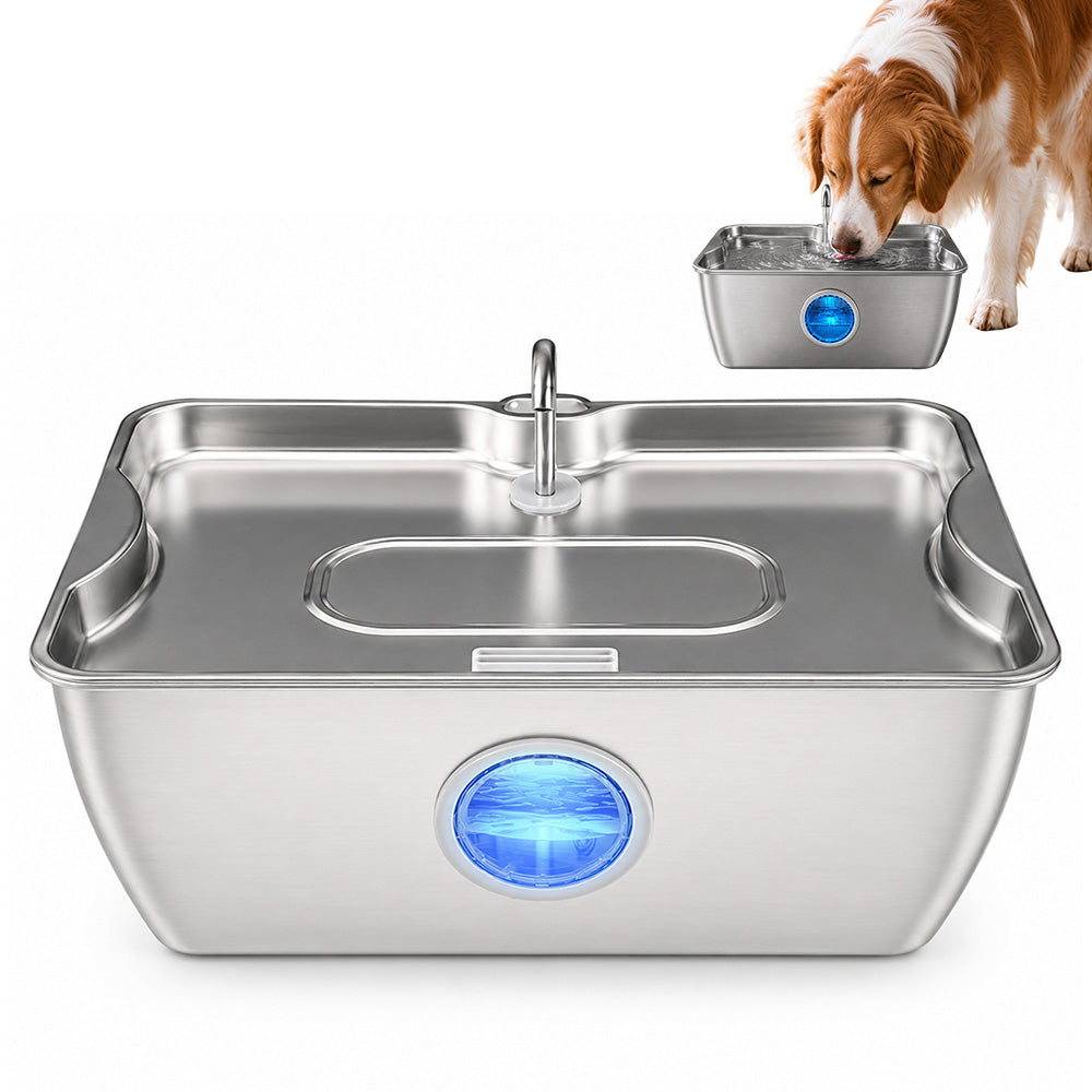 12L Stainless Steel Pet Water Fountain for Large Dogs Multi Pet Quiet Pump