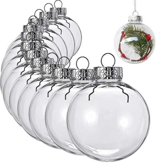 12 Clear 8cm PET Fillable Shatter Resistant Christmas Ornament Balls
