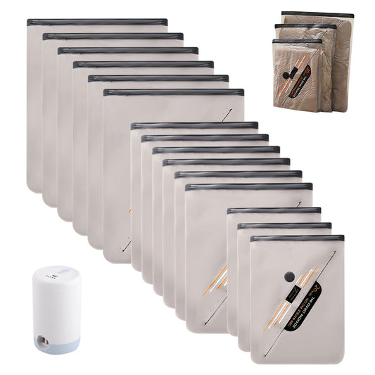 16 PCS Travel Vacuum Bags with Wireless Pump Space Saver Bags for Home Travel