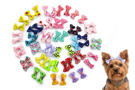 60PCS Pet Bowknot Hair Bow With Clips For Pet Grooming Decoration