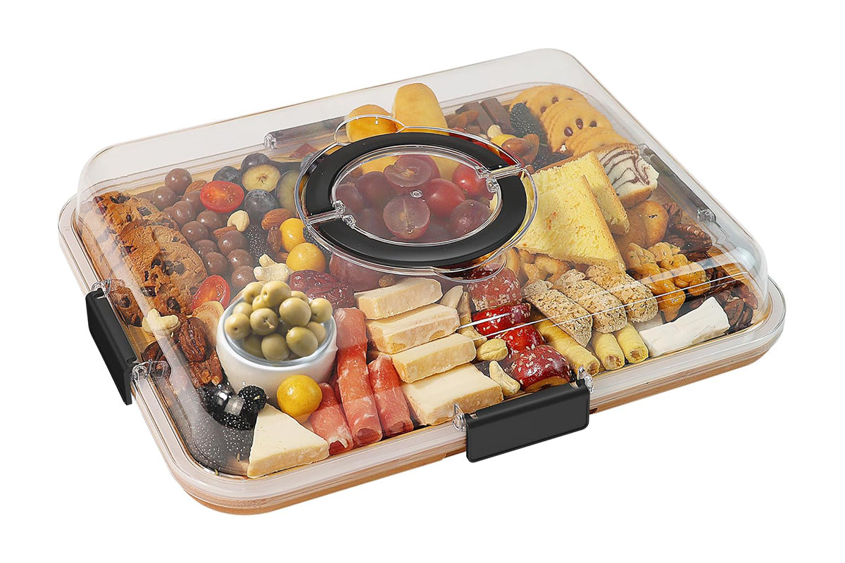 Charcuterie Board with Clear Lid Travel Portable Cheese Board and Cutting Boards