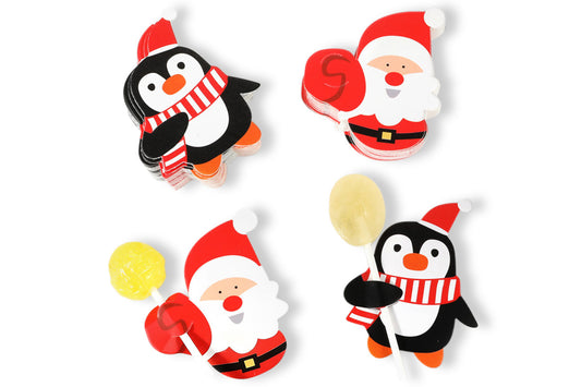 100PCS Christmas Party Lollipop Lolly Holder Santa Claus Candy Paper Cards Decorations