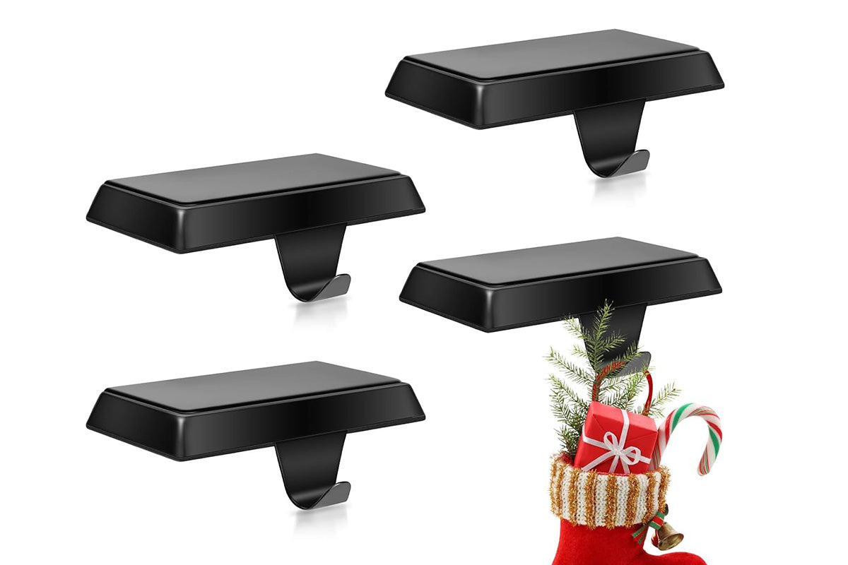 Set of 4 Metal Christmas Stocking Holders for Mantle Table Window
