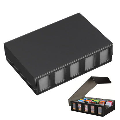 5 Row Trading Card Storage Box with Display Slot Removable Attachment Cover