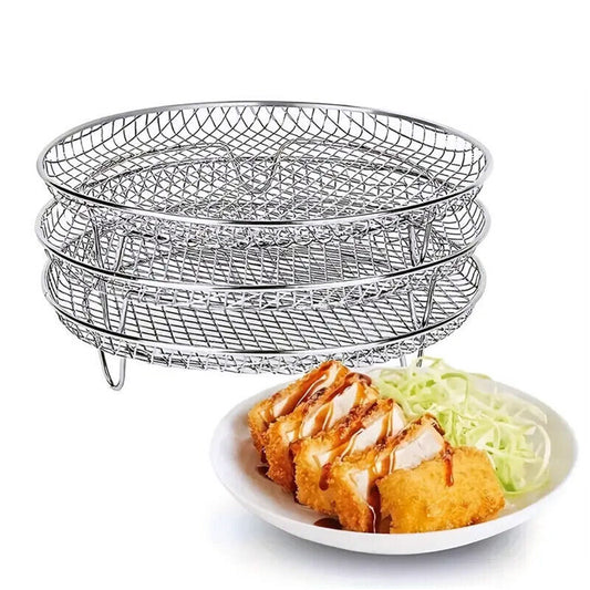 3Pcs Stainless Steel Stackable Air Fryer Cooking Racks
