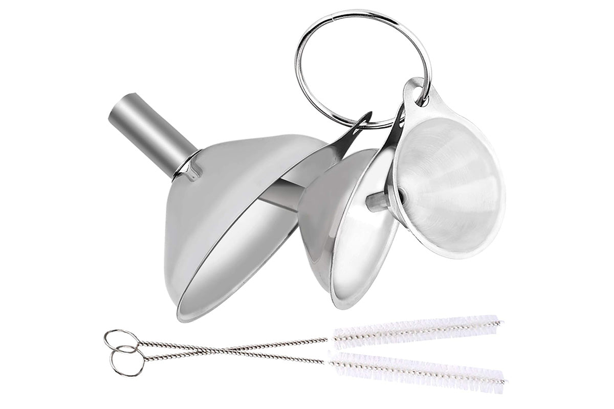 6PCS Stainless Steel Mini Funnels And Cleaning Brushes For Kitchen Filling Bottles