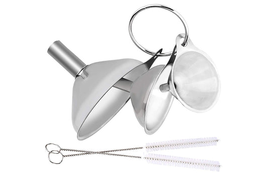 6PCS Stainless Steel Mini Funnels And Cleaning Brushes For Kitchen Filling Bottles