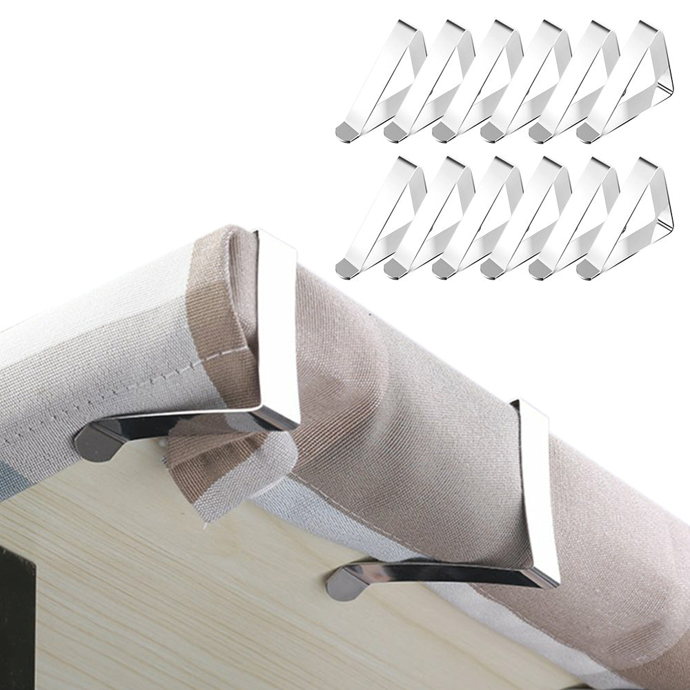 12Pcs Elastic 403 Stainless Steel Tablecloth Clips