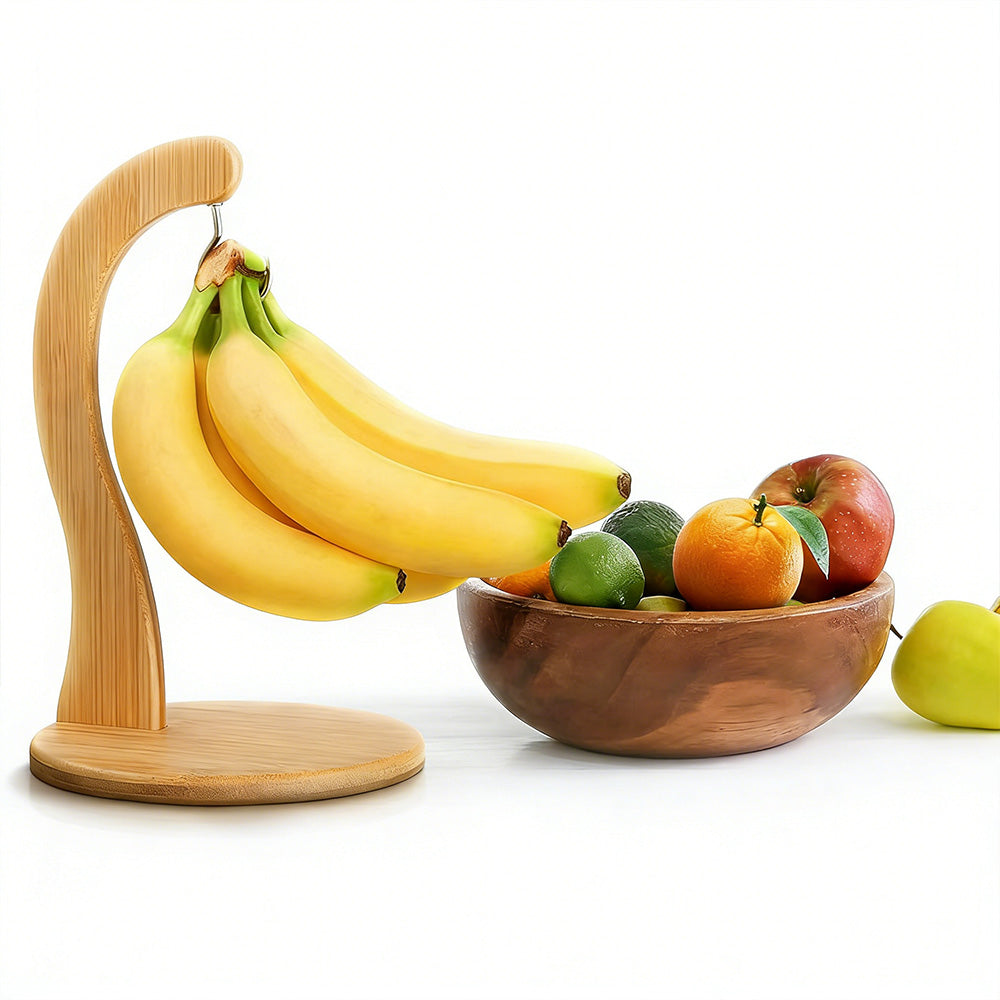 Wooden Banana Stand Holder Kitchen Fruit Storage Display Rack
