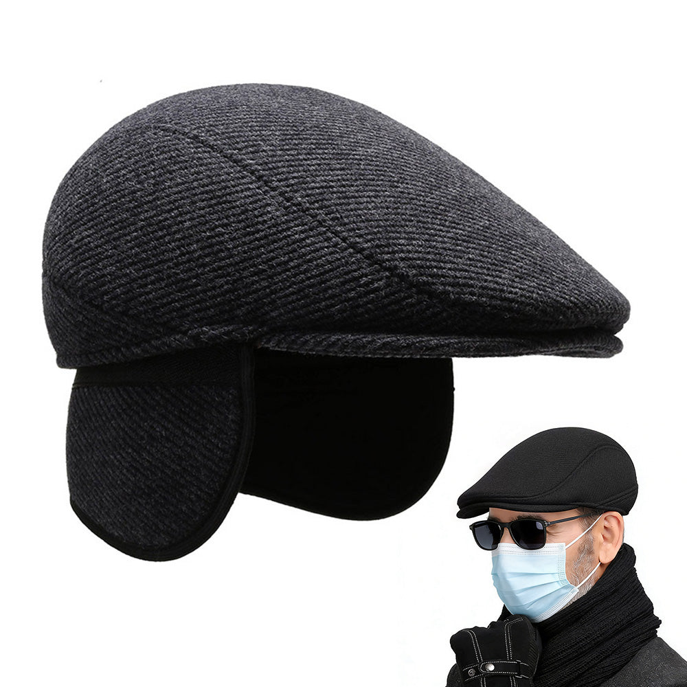 Men’s Woolen Hat Flat Cap Retro Fashion Cap Golf Driving Beret Hat