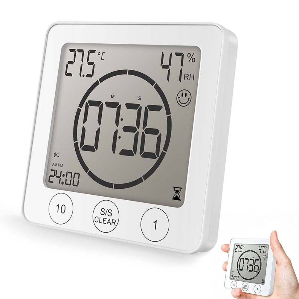 Digital Shower Clock Hygrometer Indoor Thermometer with Timer for Bathroom Kitchen
