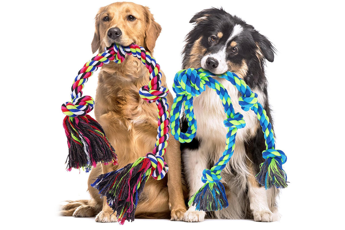 2 Pack Cotton Rope Dog Toys Durable Tug Chew Ropes for Large Breed Dogs