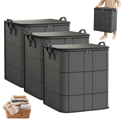 3 Pack 180L Foldable Clothes Storage Bags with Handles 50x50x70cm