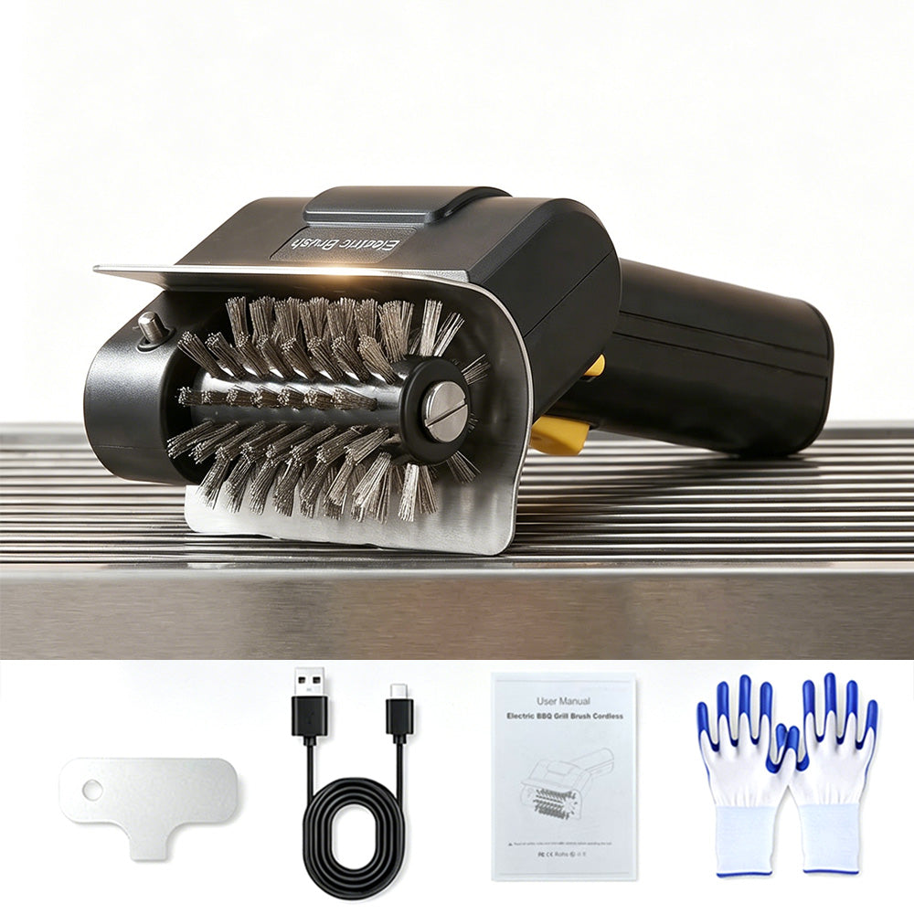 Cordless Electric Grill Brush BBQ Cleaner with 2000mAh Battery and 600rpm for Outdoor