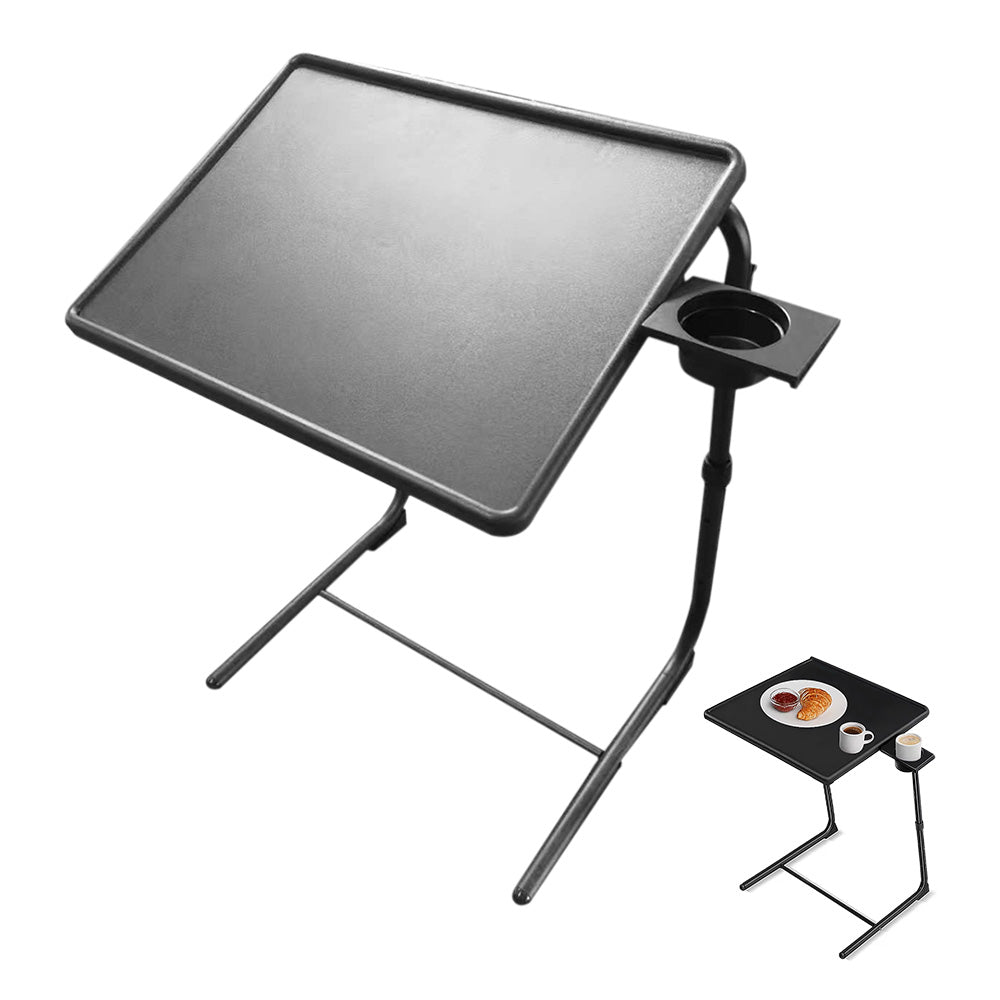 Adjustable Overbed Table with Cup Holder Foldable Bedside Desk for Laptop