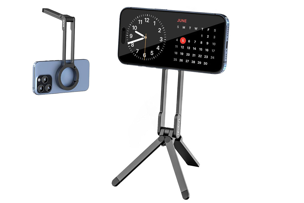 MagSafe Compatible Phone Stand with Spring Clip Foldable Tripod