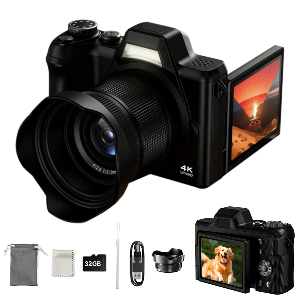 4K Digital Camera for Photography and Video Recording 16X Zoom with 32GB TF Card