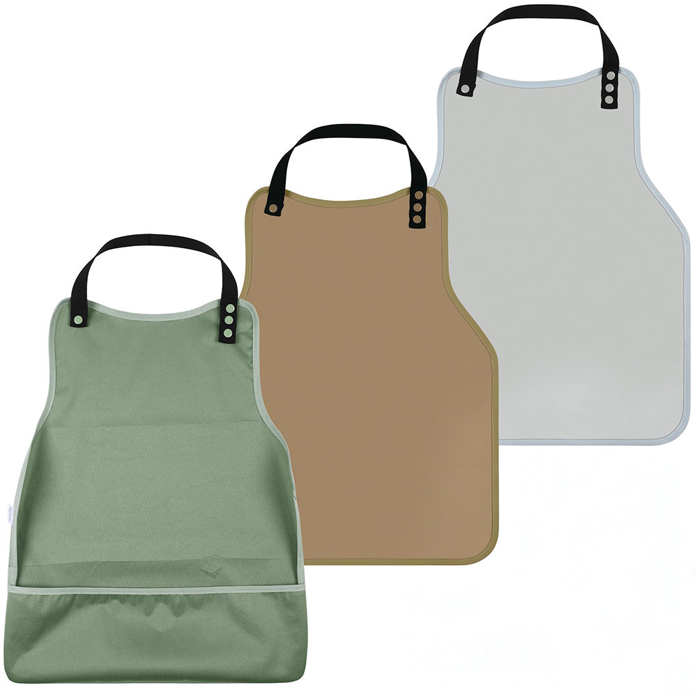 3 Pack Waterproof Washable Adult Bibs with Crumb Catcher Pockets