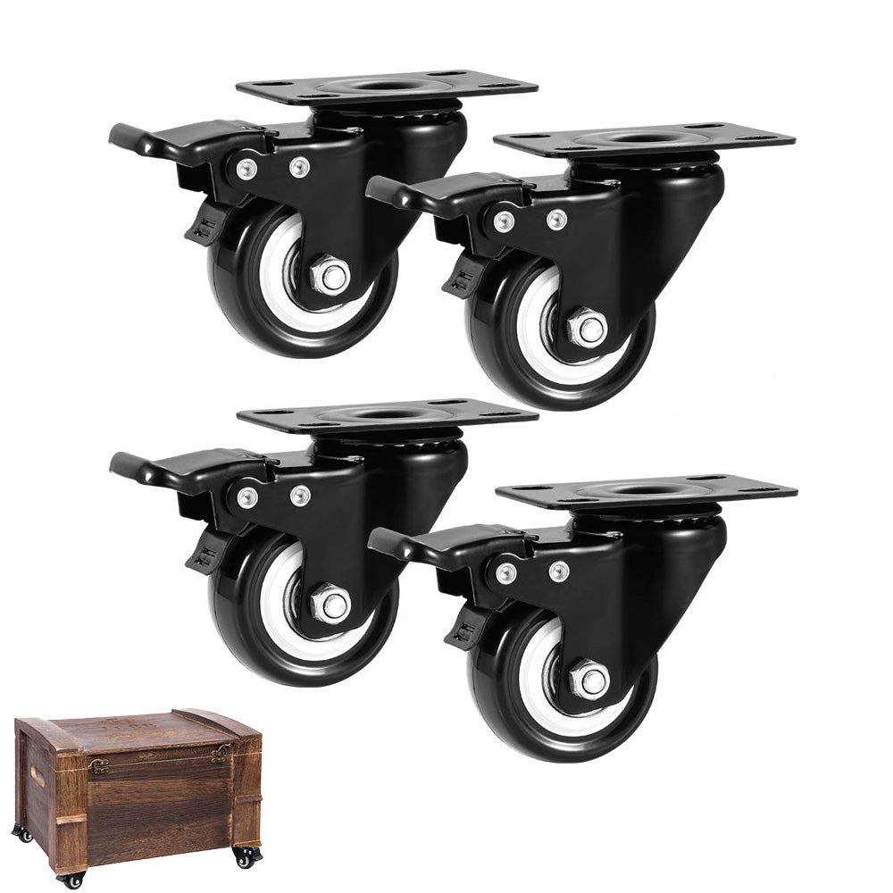 4 Pack 2 Inch Swivel Caster Wheels with Brakes for Cart Workbench and Shelf