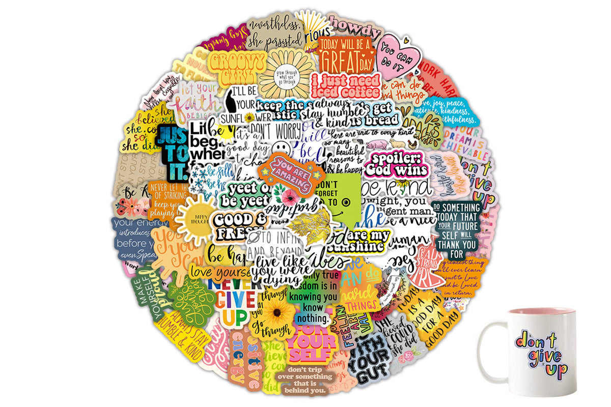 100pcs Motivational Stickers Pack Positive Quote Scarpbooking Laptop Cars