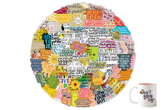100pcs Motivational Stickers Pack Positive Quote Scarpbooking Laptop Cars