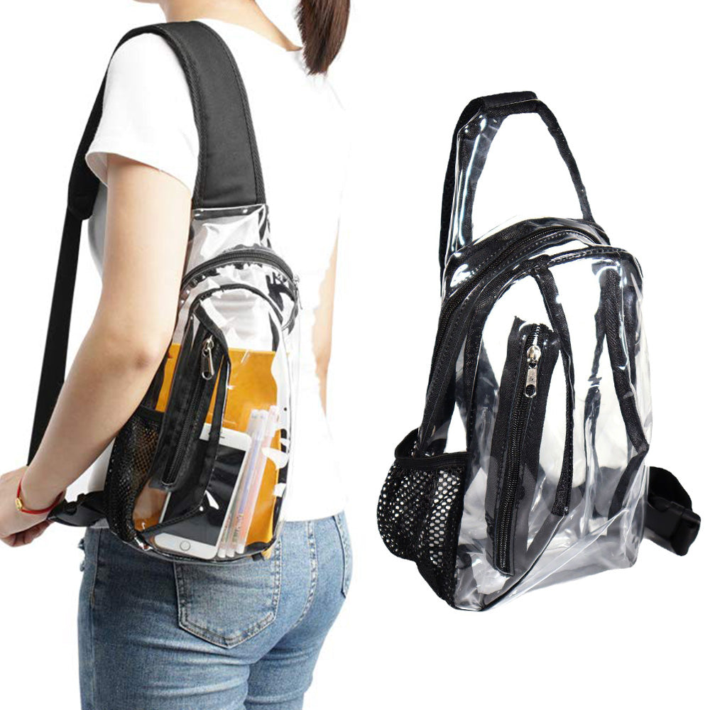 Clear Sling Bag PVC Crossbody Bag for Stadium Events Concerts and Hiking
