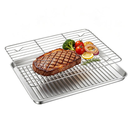 304 Stainless Steel Baking Sheet and Cooling Rack Set for Oven and Air Fryer