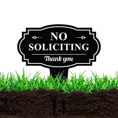 Large No Soliciting Metal Yard Sign Lawn Decorative Stake 43x40cm