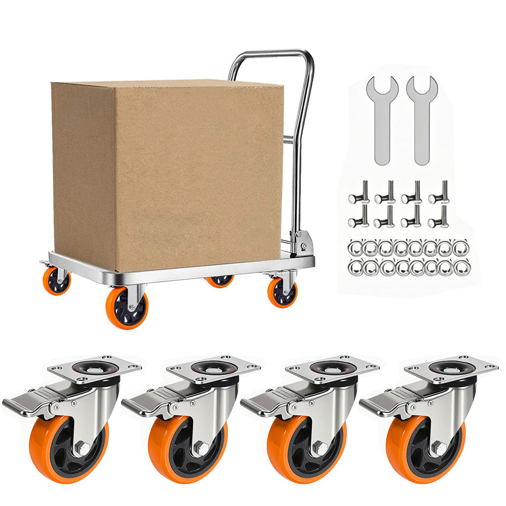 4 PCS Swivel Caster Wheels with Brake Castor Wheels for Cart Furniture