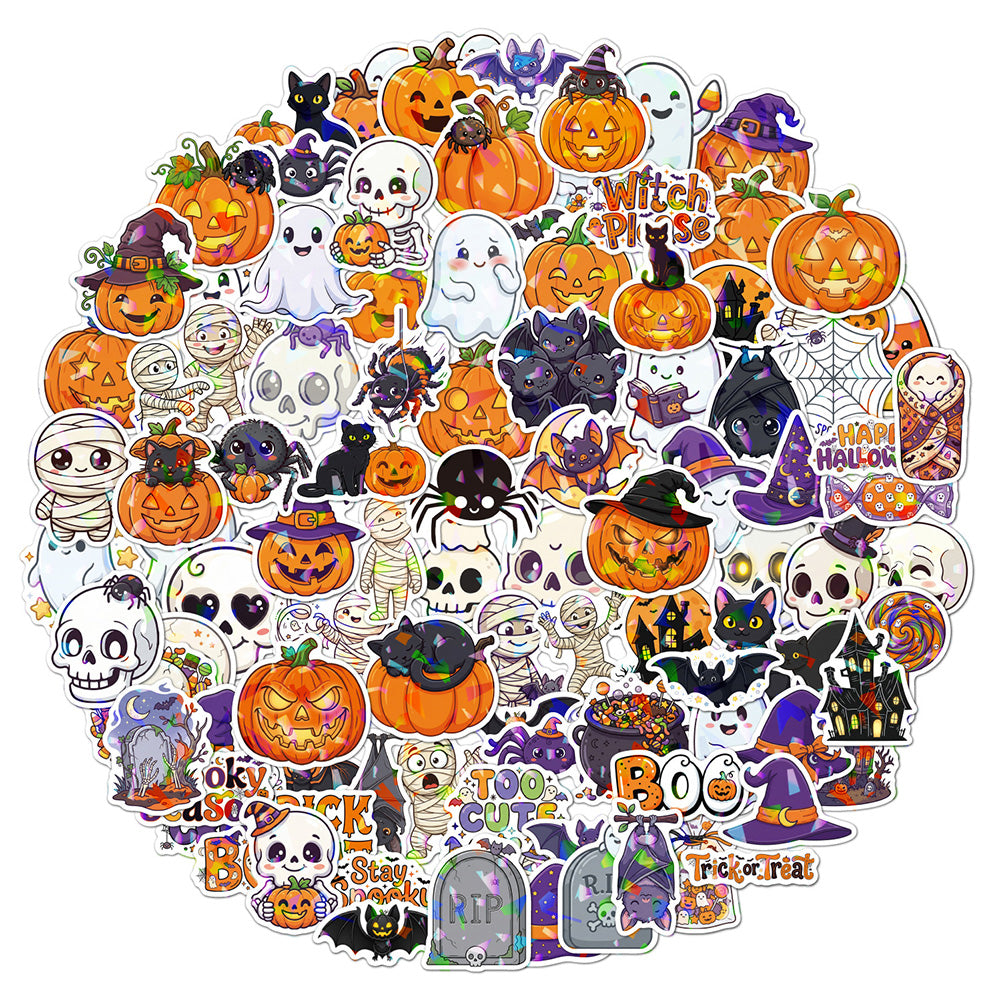 100 Holographic Vinyl Halloween Stickers for Party Favors
