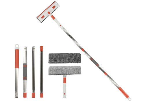 4 In 1 Rotatable Window Cleaning Squeegee Kit With Extension Pole Bendable Head Window Washing Kit